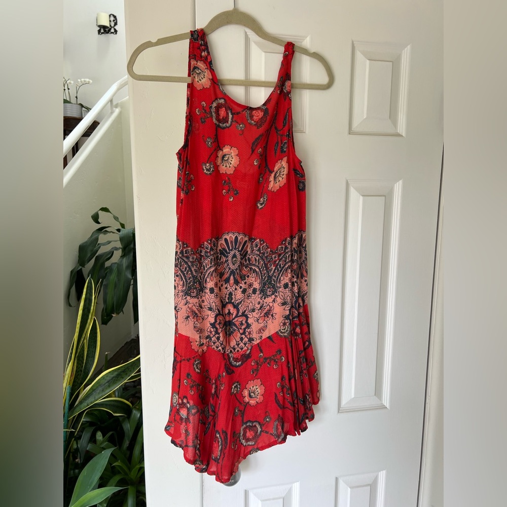 Red flowy free people dress